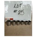 (7) Snap-On 8 Point Sockets - 1/2' Drive