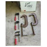 (2) 'Jorgensen' 6' 'C' Clamps (3) 4' x 2' Clamps
