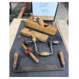 (2) Wood Planes, Draw Knife & Bit