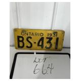 1931 Licence Plate