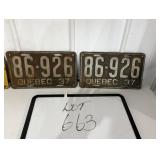 Set Of 1937 Licence Plates