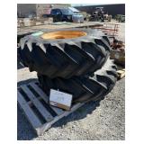 (2) Used 18.4-26 Tires On Bolt Rims - 6' Center