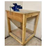 Central Forge Vise on Rolling Wood Cart