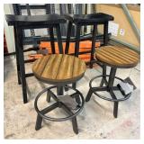 Qty (4) Misc. Stools - (2 Rectangle Wood - 2 Round