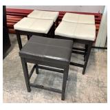 Qty (5) Misc. Padded Upholstered Stools - (4 Cream