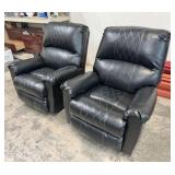 Qty (2) Ashley Black Vinyl Rocking Recliners