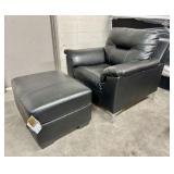 Signature Design Black Vinyl Chair & Ottoman