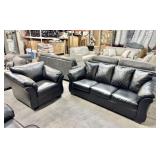 Signature Design Black Vinyl Sofa & Chair