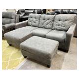 Gray Two Piece Microfiber L-Shaped Sofa w/Ottoman