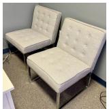 Qty (2) Signature Design Tufted Gray/Metal Chairs