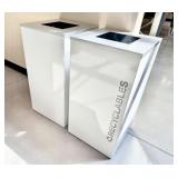 Qty (2) White SquareWaste/Recycling Cans