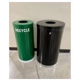 Qty (2) Witt Black & Green Waste/Recycling Cans