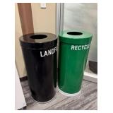 Qty (2) Witt Black & Green Waste/Recycling Cans
