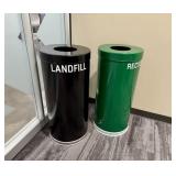Qty (2) Witt Black & Green Waste/Recycling Cans