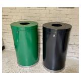 Qty (2) Witt Black & Green Waste/Recycling Cans