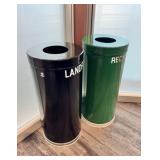 Qty (2) Witt Black & Green Waste/Recycling Cans