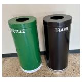 Qty (2) Witt Black & Green Waste/Recycling Cans