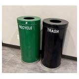Qty (2) Witt Black & Green Waste/Recycling Cans