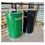 Qty (2) Witt Black & Green Waste/Recycling Cans