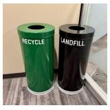 Qty (2) Witt Black & Green Waste/Recycling Cans