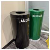 Qty (2) Witt Black & Green Waste/Recycling Cans