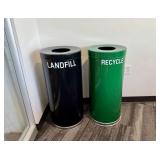 Qty (2) Witt Black & Green Waste/Recycling Cans
