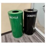 Qty (2) Witt Black & Green Waste/Recycling Cans