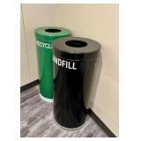 Qty (2) Witt Black & Green Waste/Recycling Cans