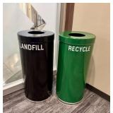 Qty (2) Witt Black & Green Waste/Recycling Cans