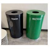 Qty (2) Witt Black & Green Waste/Recycling Cans