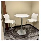 Qty (2) Teknion Nami Plastic Bar Stools & Round Ca