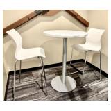 Qty (2) Teknion Nami Plastic Bar Stools & Round Ca