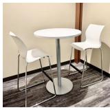 Qty (2) Teknion Nami Plastic Bar Stools & Round Ca