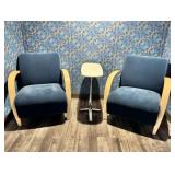 Qty (2) Blue/Wood Teknion Ferrarra Lounge Chairs &