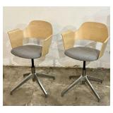 Qty (2) IKEA Gray/Woodback Stationary Swivel Chair