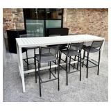 Janus et Cie White Metal Counter Height Table & (6