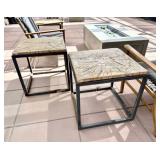 Qty (6) Wood Top Square Outdoor Patio Side Tables