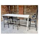 Janus et Cie White Metal Counter Height Table & (4