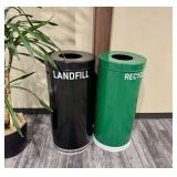 Qty (2) Witt Black & Green Waste/Recycling Cans