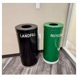 Qty (2) Witt Black & Green Waste/Recycling Cans
