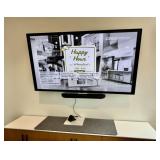 75' NEC, Crestron Receiver, Polystudio Bar, Pucks