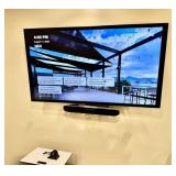 75' NEC, Crestron Receiver, Polystudio Bar, Pucks