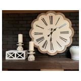 7 PCS OF MANTLE DECOR INCLUDING LARGE WALL CLOCK