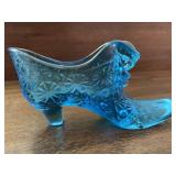 5.5 ' BLUE DAISY BUTTON GLASS SHOE