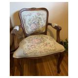 TAPESTRY COVERED FRENCH ARM CHAIR