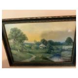 VINTAGE FRAMED LANDSCAPE PRINT - 13 X 9.5 '