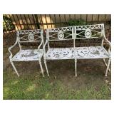 VINTAGE ALUMINUM OUTDOO SETTEE & CHAIR - SETTE