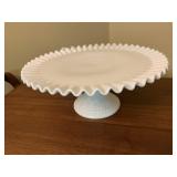 FENTON HOBNAIL RUFFLE EDGE PEDESTAL CAKE PLATE -