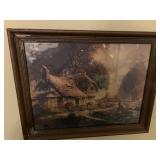 ANTIQUE FRAMED COTTAGE PRINT - 20 X 16 '