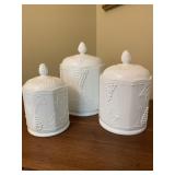 3 WESTMORELAND GRAPE PANEL CANISTERS - LG ONE HAS